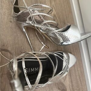 Silver Strappy Heels